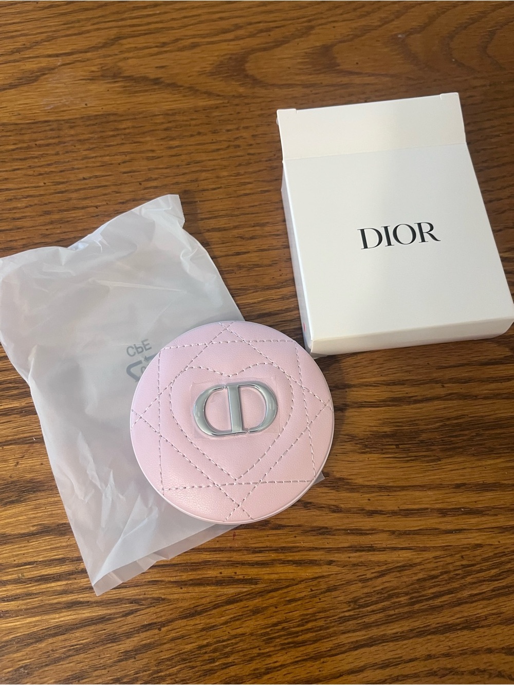 Dior Pink Quilted CD Compact Mirror with Silver Logo